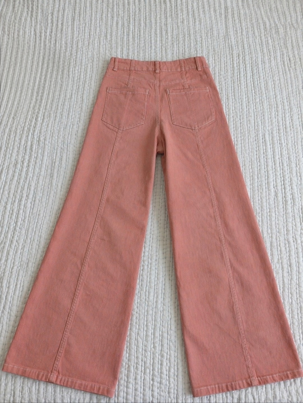 Anthropologie Maeve Delaney Clean Seamed High Rise Wide Leg Jeans 29 Pink Blush - Picture 2 of 10
